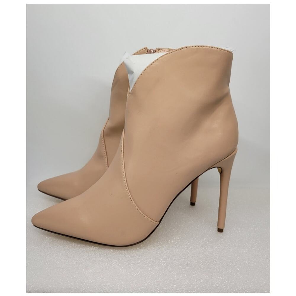 Lulus Sarai Light Nude Pointed-Toe Ankle Booties Size 7.5
